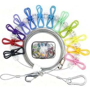 2 x Retractable Portable Clothesline for Travel - Holds 30 lbs Without Sagging3-12Ft Adjustablewith 12 Clothes ClipsOutdoor Camping Essentials (Colors)