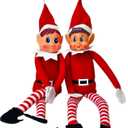 Elfie (Boy) and Elvie (Girl) Set Fun and Playful Elves Behavin' Badly Figure with Soft Body and Vinyl Face-Set of 2, Red