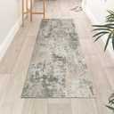 ROYHOME Modern Abstract Runner Rug 2x5 Washable Non Slip Stain Resistant Rug for Bedroom Living Room Non Shedding Low Pile Indoor Floor Cover,Grey Yellow