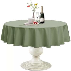 Softalker Sage Green Round Tablecloth, Waterproof & Stain Resistant Table Cloth Wrinkle Free Fabric Washable 210GSM Polyester Table Cover for Spring/Party/Outdoor - 48 inch