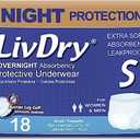 LivDry Adult S Incontinence Underwear, Overnight Comfort Absorbency, Leak Protection, Small, 18-Pack