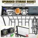 4 Bike Stand Steady Bike Rack Garage with Baskets Storage Indoor Bike Storage Rack Metal Floor Bicycle Station for Parking Suitable for Mountain, Hybrid, Adult and Kids Bikes