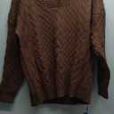 chouyatou Women's Winter Chunky V Neck Long Sleeve Loose Cable Knit Sweater Pullover, S, Brown