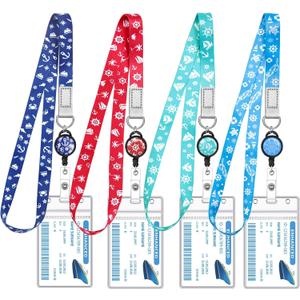 4 Pack Cruise Lanyard for Ship Cards Lanyards with Retractable Badge Reels Waterproof ID Badge Holder, 2026 Cruise Essentials Accessories (Vibrant)
