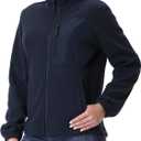 GIMECEN Women's Full Zip Soft Polar Fleece Jacket Outdoor Recreation Coat with Pockets Long-Sleeve Comfortable Outerwear (Blue) Large