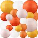 20 Pcs Orange Peach Paper Lanterns Party Decorations Hanging Chinese Japanese Paper Lantern Lamps for Home Decor, Restaurant, Church, Wedding, Birthday Party Decorations