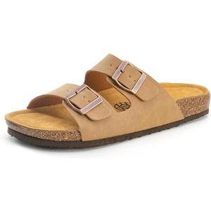 E E EMPTY Sandals Women Adjustable Double-Buckle Smooth Sandals, Comfortable Cork Sandals Suitable for Both Men and Women, with Bow Support (9, Brown)