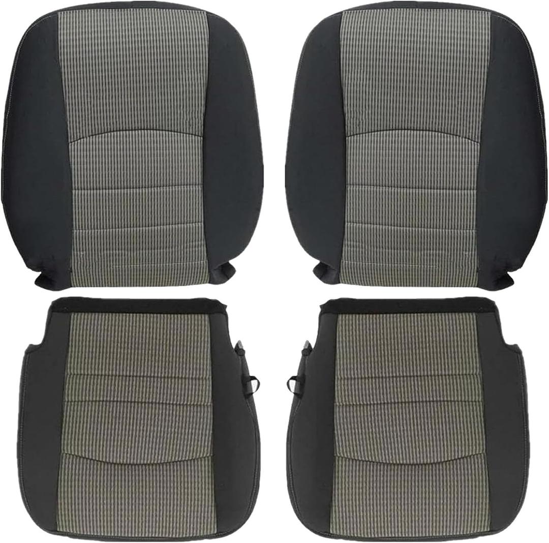 GXARTS Driver and Passenger Side Bottom Lower and Top Lean Back Replacement Cloth Seat Cover Gray #V3 Compatible with Dodge Ram 1500 2500 3500 4500 5500 2009 2010 2011 2012, 
All Side without Driver Foam Cushion