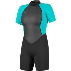 O'Neill Women's Reactor Back Zip Short Sleeve Spring Wetsuit, Lightweight Warmth Flexibility for All Water Activities, Size 8 (Black)