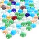 FUTUREPLUSX 1LB Multicolored Flat Glass Marbles, Mixed Mancala Stones Pebbles Flat Beads Mosaics Gemstones for Vase Filler Table Scatter Home Decor