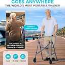 Stander Space Saver Walker, Lightweight Folding Rolling Mobility Aid for Seniors & Adults, Compact 2-Wheel Disability Device with 6-inch Wheels & Ski Glides for Walking Support, Cobalt Blue