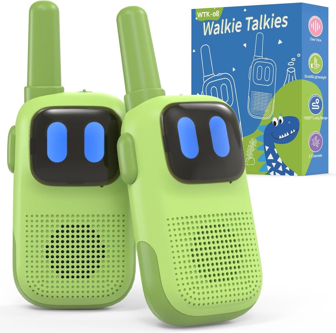 Toys for 3-12 Year Old Girls Boys, Walkie-Talkies for Kids 2 Pack 1000FT Long Range with 2 Channels, Handheld Kids Walky Talky Educational Electronic Outdoor Toys for Outside Camping Hiking (Green)
