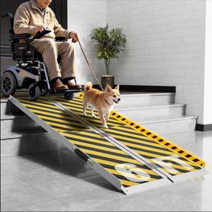 Portable Wheelchair Ramp 6FT, Aluminum Folding Ramps for Wheelchairs for Home Steps with Handle & Non-Skid Surface, 600 lbs Capacity Threshold Ramps for Doorways, Steps, Front Porch, Stairs, Entry