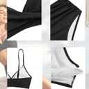 ZAFUL Women High Waisted Bikini Sets Two Piece Swimsuit Push Up Twist Front Ruched Bathing Suit (Black, XXL)