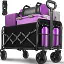Wagons Carts Foldable,280 LBS Large Capacity Foldable Wagon Cart Collapsible Wagon with Wheels & Drink Holders,Utility Folding Cart for Camping Garden Beach Picinic Grocery Outdoor Shopping(Black)