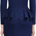 AISIZE Women's Vintage Square Neck Long Sleeve Peplum Cocktail Party Dress, S