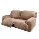 ULTICOR Extra Wide 75" - 100", Reclining 2 Seater Sofa, Extra Wide Reclining Love Seat Slipcover, 6-Piece Velvet Stretch, Reclining Sofa Covers, Thick, Soft, Washable (Sand)