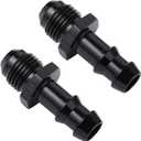 6AN Male Flare to 3/8 Hose Barb Straight Fitting Adapter Aluminum Black 2PCS