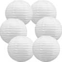 BEISHIDA 6-Inch White Paper Lanterns Decorative Chinese/Japanese Hanging Round Paper Lanterns Lamp for Birthday, Wedding, Christmas, Bridal, Home Decor, Party Decoration (6 Packs)