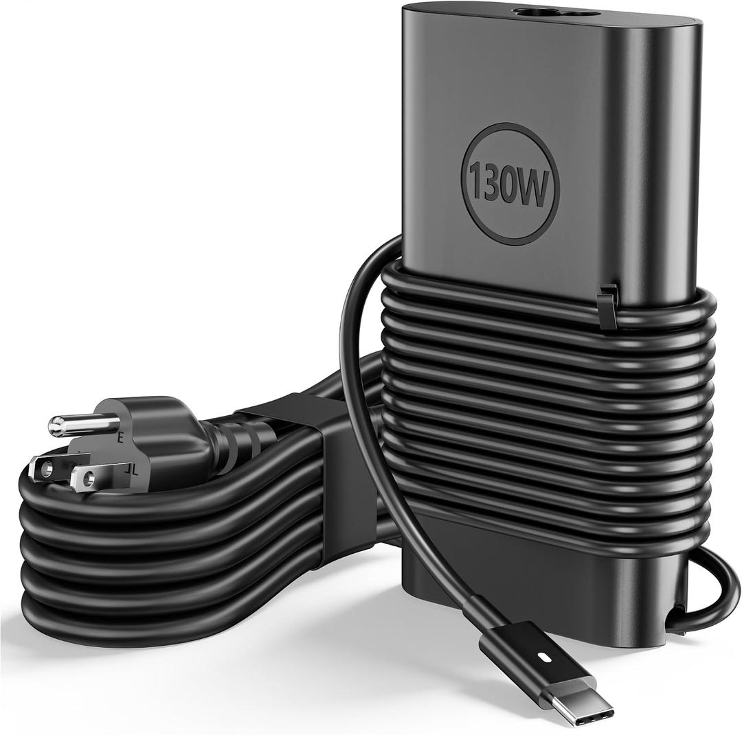 130W USB C Laptop Charger Type C Computer Charger Compatible with Dell XPS 15 2in1 9575 Precision 5530 2in1 5550 5750 3550 3551 3560 Latitude 7410 7310 7210 9410 9510 9575 5420 5520 Power Cord
