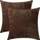 Jeneoo Coffee Brown Decorative Throw Pillow Covers Soft Chenille Comfy Solid Couch Cushion Case Decor (Set of 2, 18 x 18 Inches) 