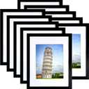 SESEAT 11x14 Picture Frame Set of 10, Display Pictures 8x10 With mat or 11x14 Prints Without Mat, Wall Mounting, Black
