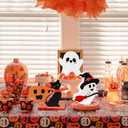 2 x himmel Cute Halloween Decorations Indoor, 4PCS Ghost Wooden Signs Pumpkin Cat Blocks for Tiered Tray Decor, Halloween Decor for Office Home Party Shelf Display Apartment