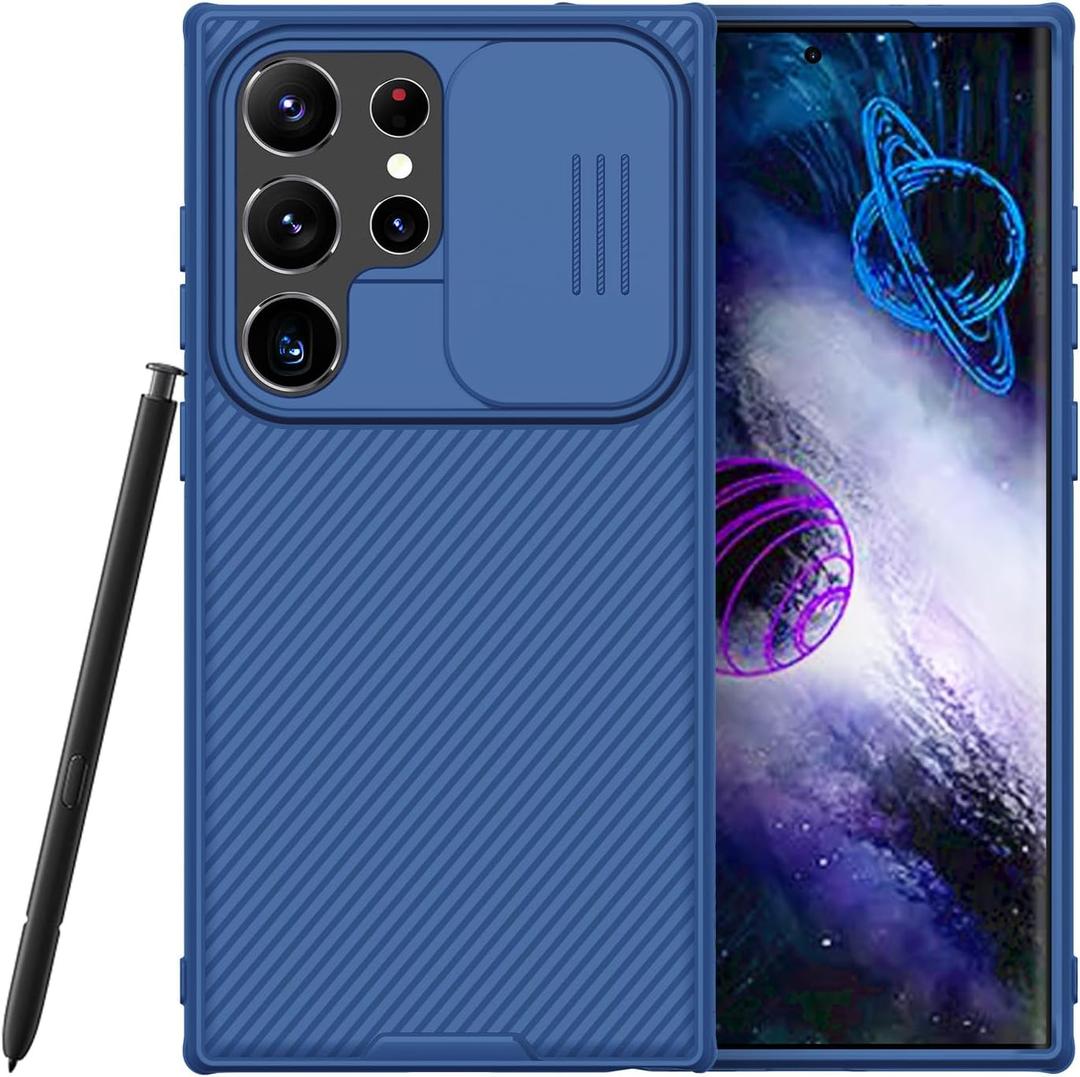 Nillkin Galaxy S24 Ultra Case with Camera Cover, CamShield Pro for Samsung S24 Ultra 5G Phone Case, Slim Fit Thin Shockproof Cover (6.8 inch) (Blue)
