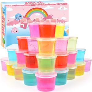 24 Pack Mini Slime,Clear Slime Party Favors,Non-Sticky, Soft & Stretchy Slime Kit for Classroom Rewards,Christmas Stocking Stuffers, Goodie Bag Stuffers,Easter Basket Stuffers for Kids Boys Girls