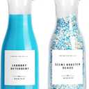 Laundry Detergent Dispenser Bottle 20oz with Waterproof Label for Laundry Detergent Soap Fabric Softener Bleach Scent Booster Beads, Sturdy PET Bottle for Laundry Room Decor 2 Pack White