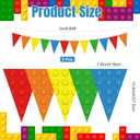 Tiamon 5 Pcs Building Block Birthday Party Decorations Colorful Blocks Bricks Triangle 49.2 Ft Flag Red Blue Yellow Pennant Banner Garland Streamer for Birthday Baby Shower Brick Themed Party Supply