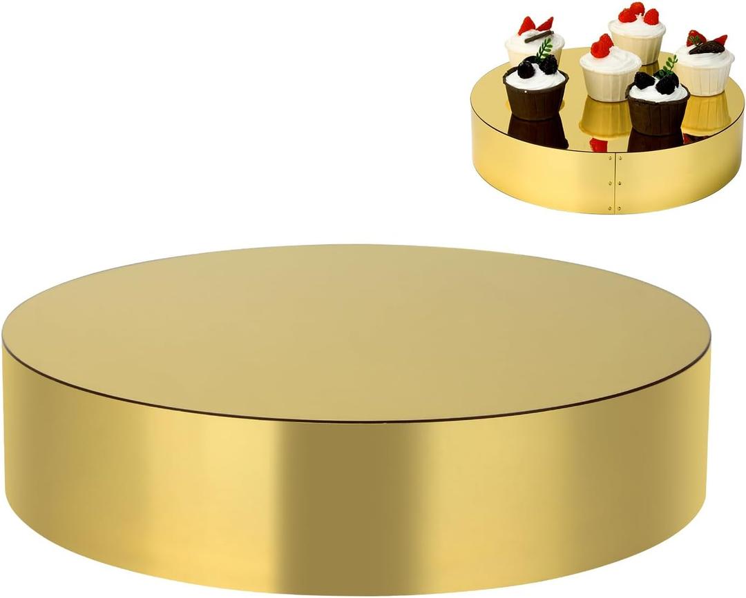 11.8''Gold Mirror Cake Stand Acrylic Dessert Table Display Holder, Round Cake Tray Serving Platter for Party, Wedding, Birthday, Baby Shower, Anniversary