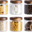 Kanwone Glass Storage Jars Set of 6, 17 Ounce Airtight Food Storage Containers with Bamboo lids, Clear Glass Canisters for Pantry, kitchen, Flour, Sugar, Tea, Coffee, Snack, Spice and Herbs