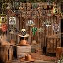 2 x Western Cowboy Party Decorations - West Rodeo Theme Decor Wild West Yee Haw Banner Hanging Swirls for Birthday Baby Shower Party Supplies