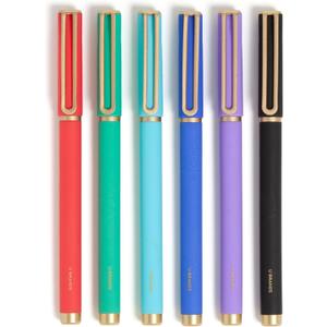 U Brands Catalina Felt Tip Pens, Set of 6 Assorted Color Ink Pens, Soft Touch Bright Tones, Medium (0.7 mm) Point