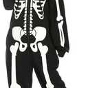 Kofero Skeleton Costume Women Adult Halloween Costume Plus Size Cozy Jumpsuit Pajamas Onesie for Girl Cosplay Party.XL