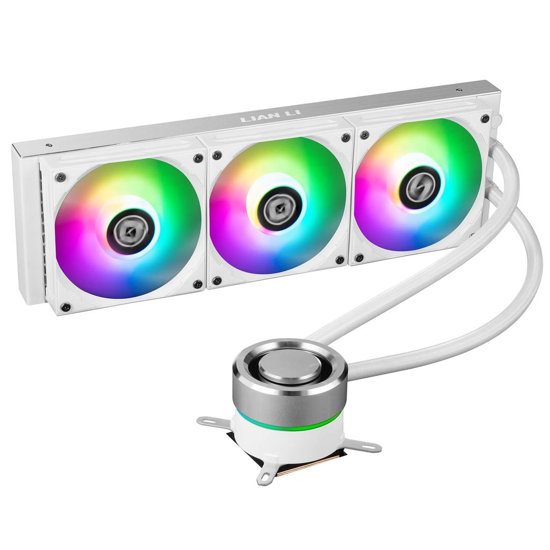 LIAN LI Galahad AIO Cooler 360mm Radiator Liquid CPU Cooler RGB All-in-One Water Cooling System, LGA1700 Bracket, AMD AM5/AM4 Intel LGA1200/115X/2011/2066 Compatible (360mm White