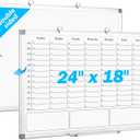 Weekly White Board Dry Erase, Calendar WhiteBoard for Wall 24 x 18