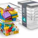 Sorbus Large Clear Plastic Bins with Lids  Stackable Organizer for Toys, Clothes, Medicine, Makeup, Art Supplies, Closet, Bathroom, and Shoes (4 Pack)