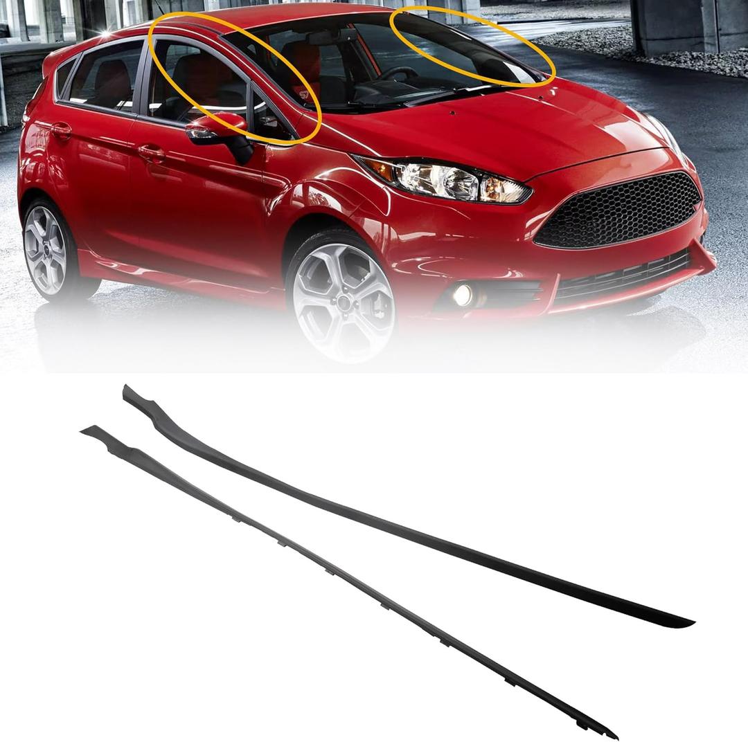 Dasbecan Pair A-Pillar Windshield Molding Trim Panel Compatible with Ford Fiesta 2011-2019 Outer Pillar Trim Molding Replaces# AE8Z5403136A AE8Z5403137B