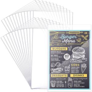 24 Pcs 11" x 17" Menu Cover, Rigid Print Protectors Double-Sided Clear Vinyl Menu Holder Heavy Duty Paper Sleeves Hard Plastic Poster Protector Sleeve for Page Sheet Photographs Document (24)