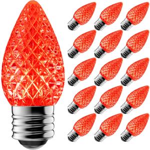 C7 Led Replacement Christmas Light Bulbs, 50-Pack C7 Shatterproof Led Bulbs with E12 Candelabra Base for Christmas String Lights, Waterproof & Dimmable Christmas Village Bulbs - Red