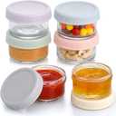 VITEVER [6 Pack] Salad Dressing Container To Go, 2.7 oz Glass Small Condiment with Lids, Dipping Sauce Cups Set, Leakproof Reusable for Lunch Box Work Trip.