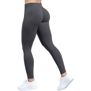 OQQ Workout Leggings for Women Seamless Scrunch Tights Tummy Control Impact Girl Activewear Yoga Pants  (Medium, Darkgrey)