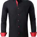 Alex Vando Mens Dress Shirts Regular Fit Long Sleeve Stretch Business Dress Shirts for Men (5X-Large, L17-black)