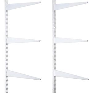 Colingmill 2 Pcs Twin Rail Upright Wall Shelving System 47.5 Inch with 6 Pcs Shelf Bracket 14.5 Inch Heavy Duty Adjustable Storage Rack Metal Support System for Kitchen Closet Home Indoor (White)