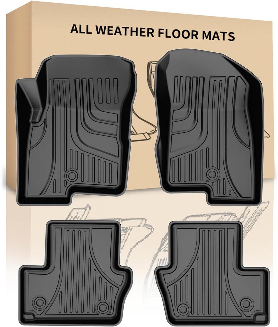 Automotive Floor Mats Fit for 2007-2012 Dodge Caliber / 2007-2017 Jeep Patriot/Compass Old Body Style (1st Generation), Floor Liners Original for 1st and 2nd Row All Weather Guard Floor Mat