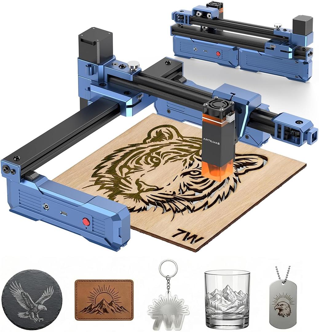 Artilume T1 Laser Engraver 7000mW, Foldable Design Laser Engraver and Cutter Machine, 0.01mm Precision, Large Working Area 200*150mm for Wood Leather Acrylic, Best for Beginners Small Business Class 1