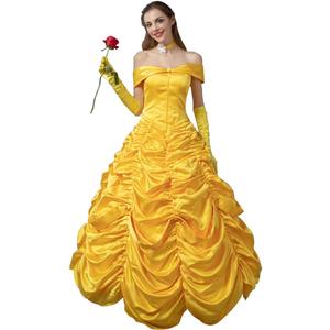 CosFantasy Women Princess Dress Yellow Ball Gowns Dress Princess Cosplay Dress for Halloween Party Dancing (Small)