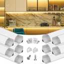 Muzata 10Pack 6.6FT/2M V Shape LED Channel Silver Aluminum LED Strip Diffuser Channel with Milky White Cover Frosted Corner Lighting Easy Installation V1SW WW 2M